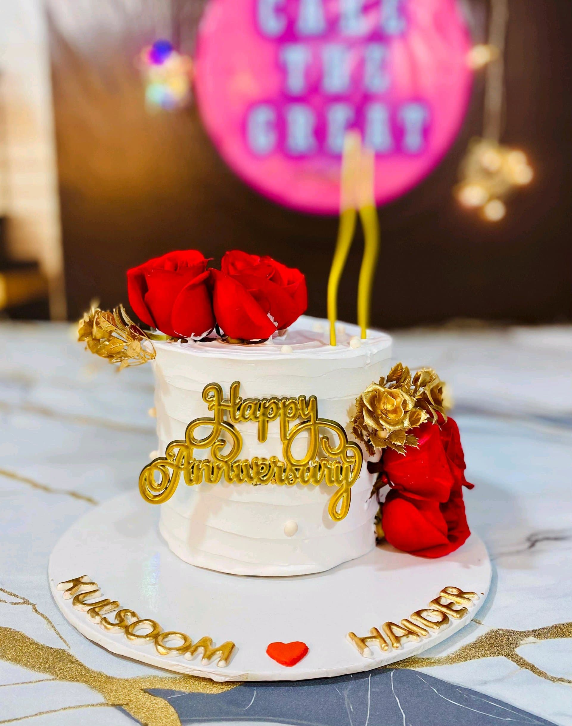 Anniversary Cake with Fresh Roses