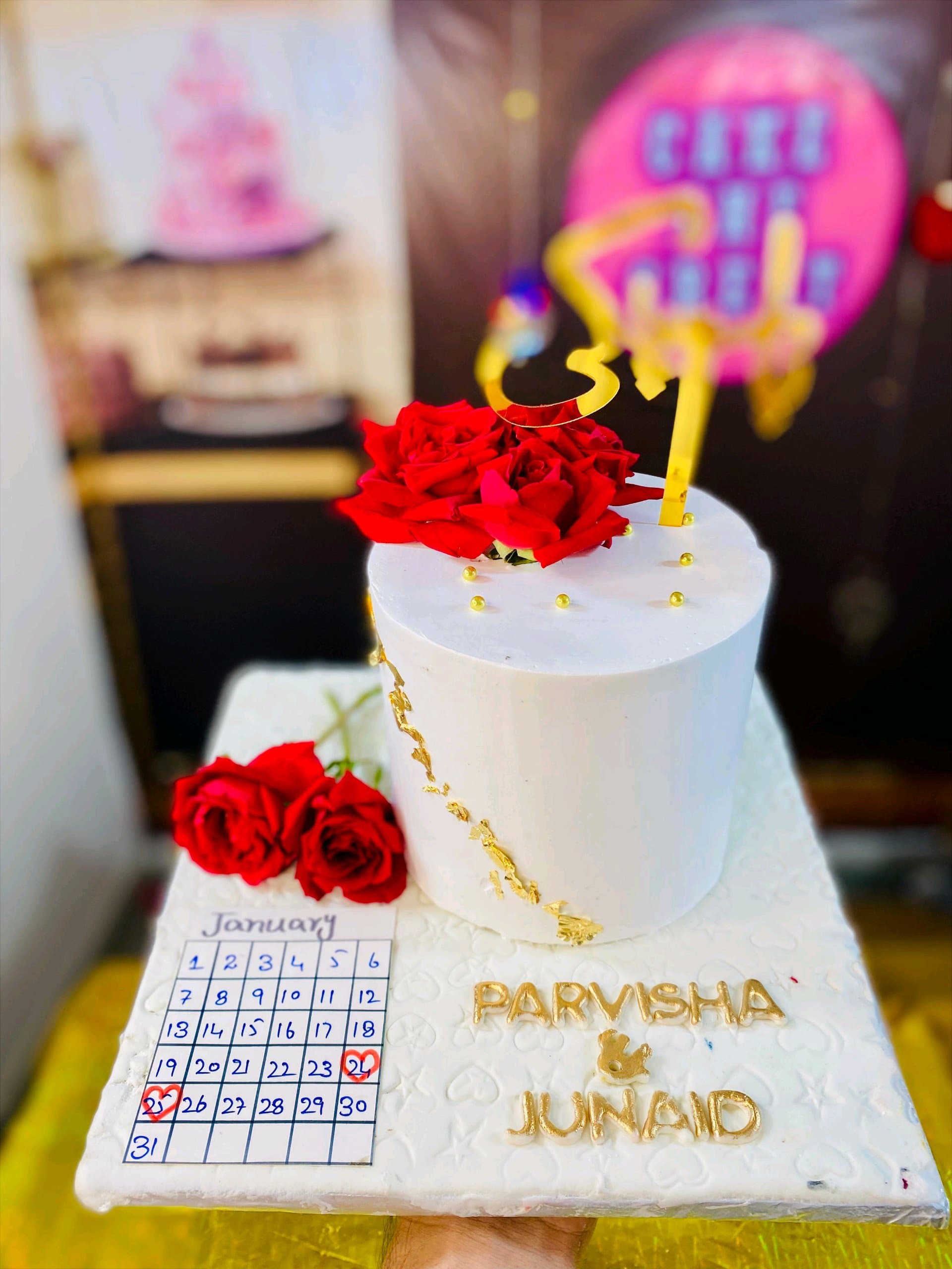 Baat Pakki Cake in White and Gold